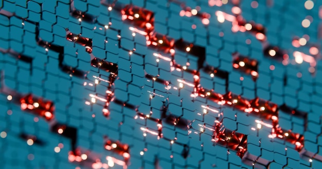 abstract digital representation of blockchain and security