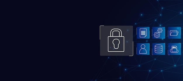 digital security and data privacy icon on a dark background