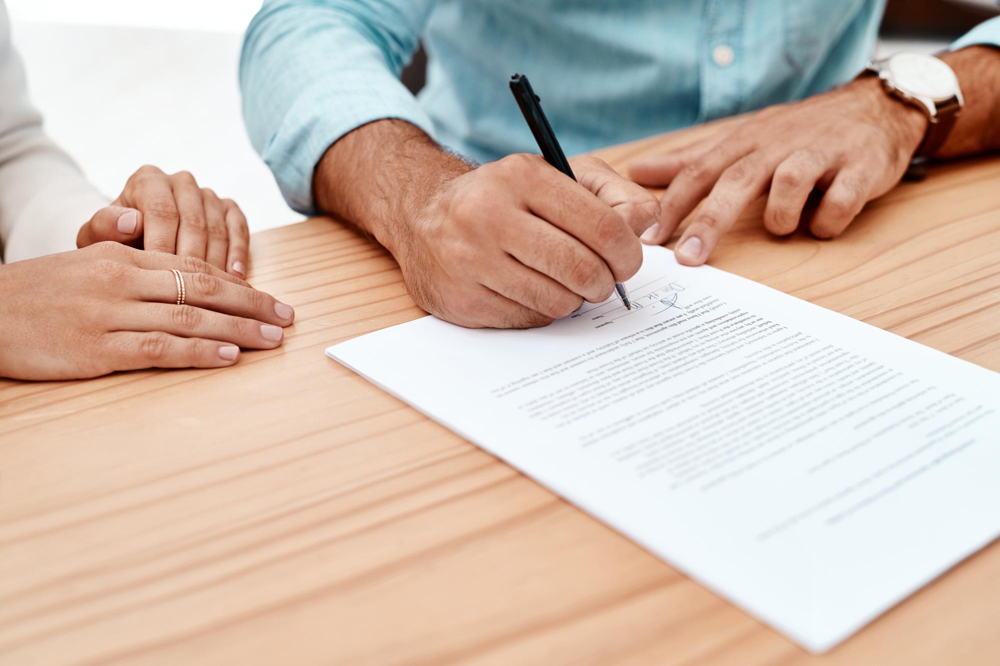 signing contract desk